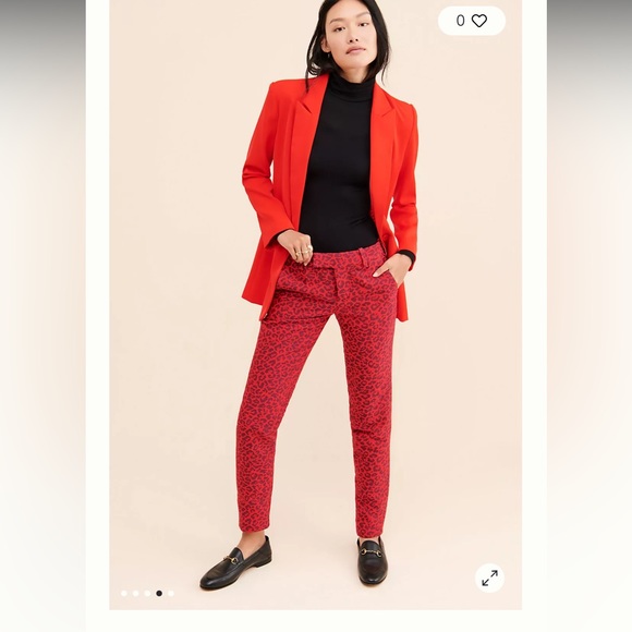 Zadig & Voltaire Black & Red Jacquard Leopard Print Prune Jac Leo Pants 34/XS - Picture 2 of 16